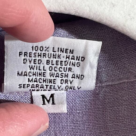 CP Shades Short Sleeve Linen Button Down Top Purple Women Size M Organic Minimal - Picture 8 of 8